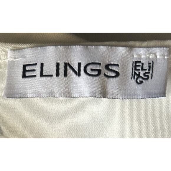 Elings Boho White & Blue Geometric Print Bracelet Sleeve V-Neck Blouse Small - Picture 5 of 6